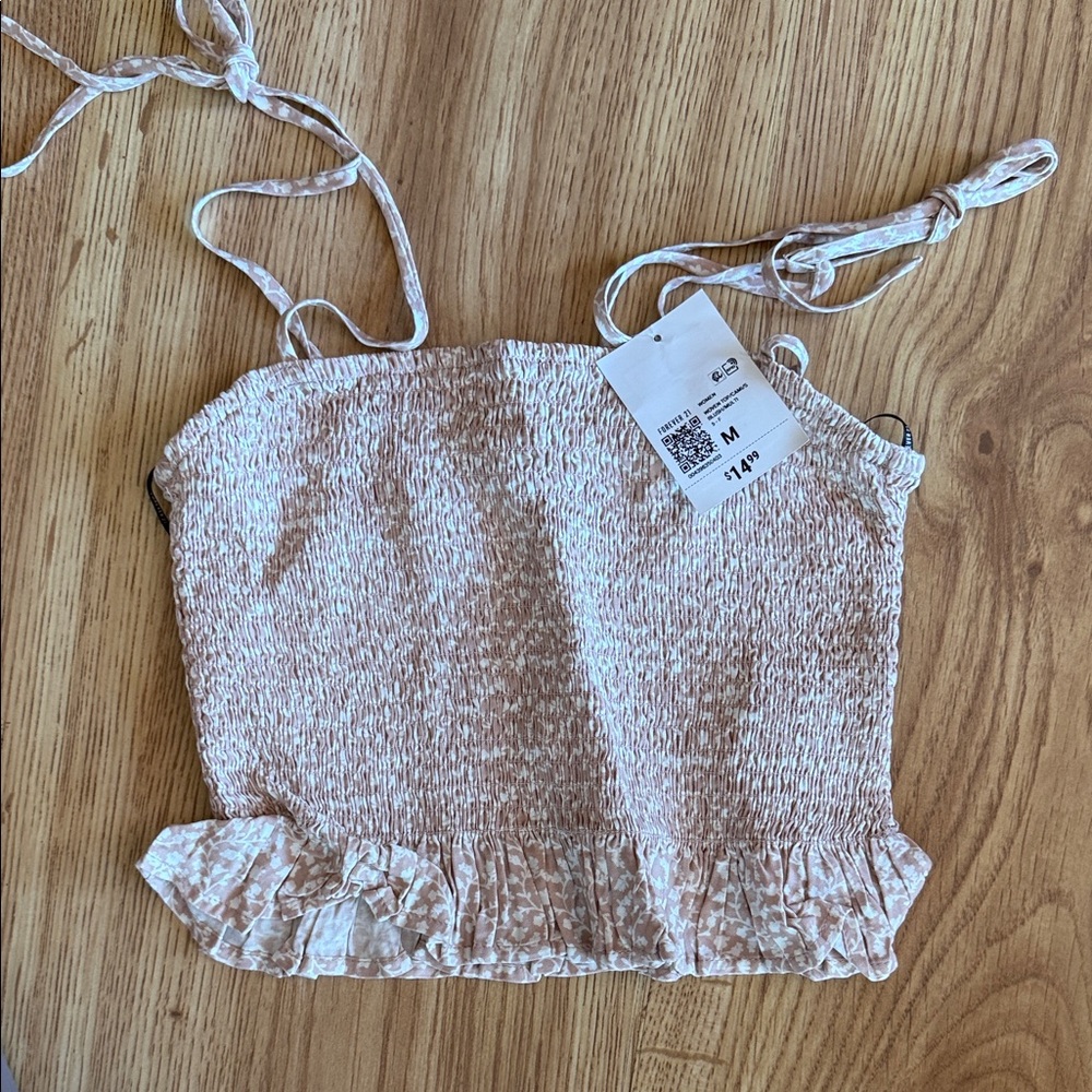 Forever 21 Smocked Ruffle Camisole - Cream